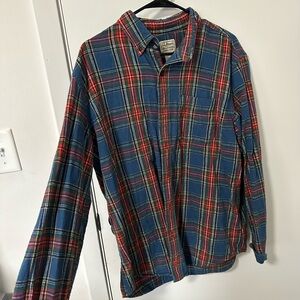 Vintage LL BEAN Plaid Flannel Shirt - Blue and Red